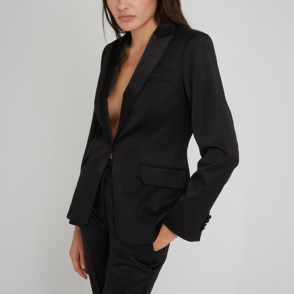 Giacca mono petto in lana nera