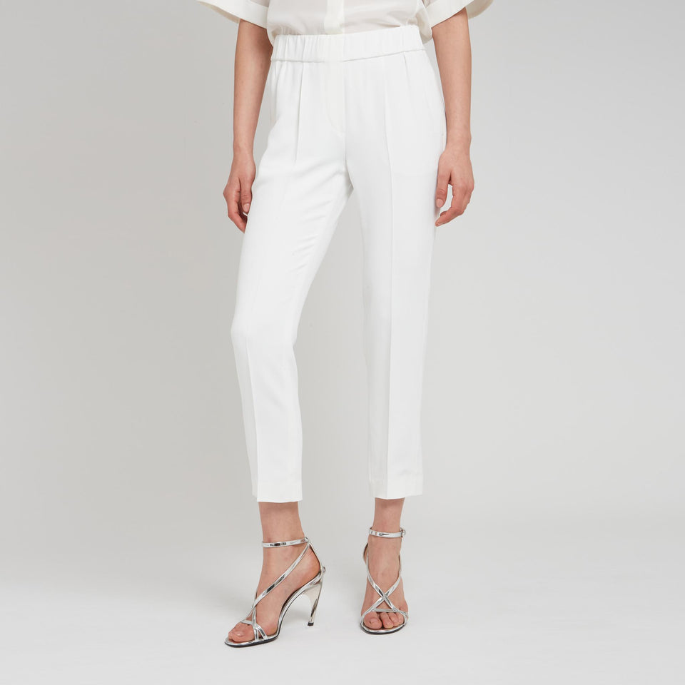 Pantalone in seta bianco MA029P1673 C600 BRUNELLO CUCINELLI 