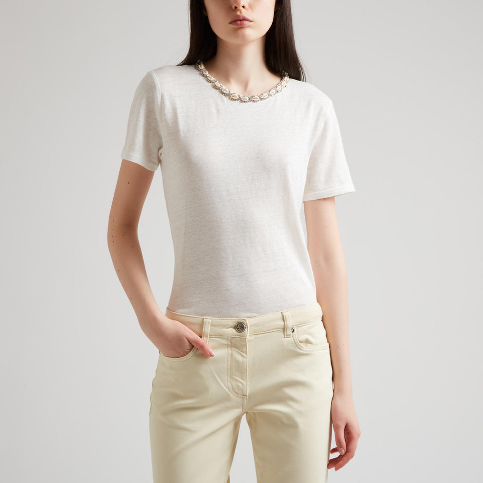 "Illuminate" ivory linen t-shirt