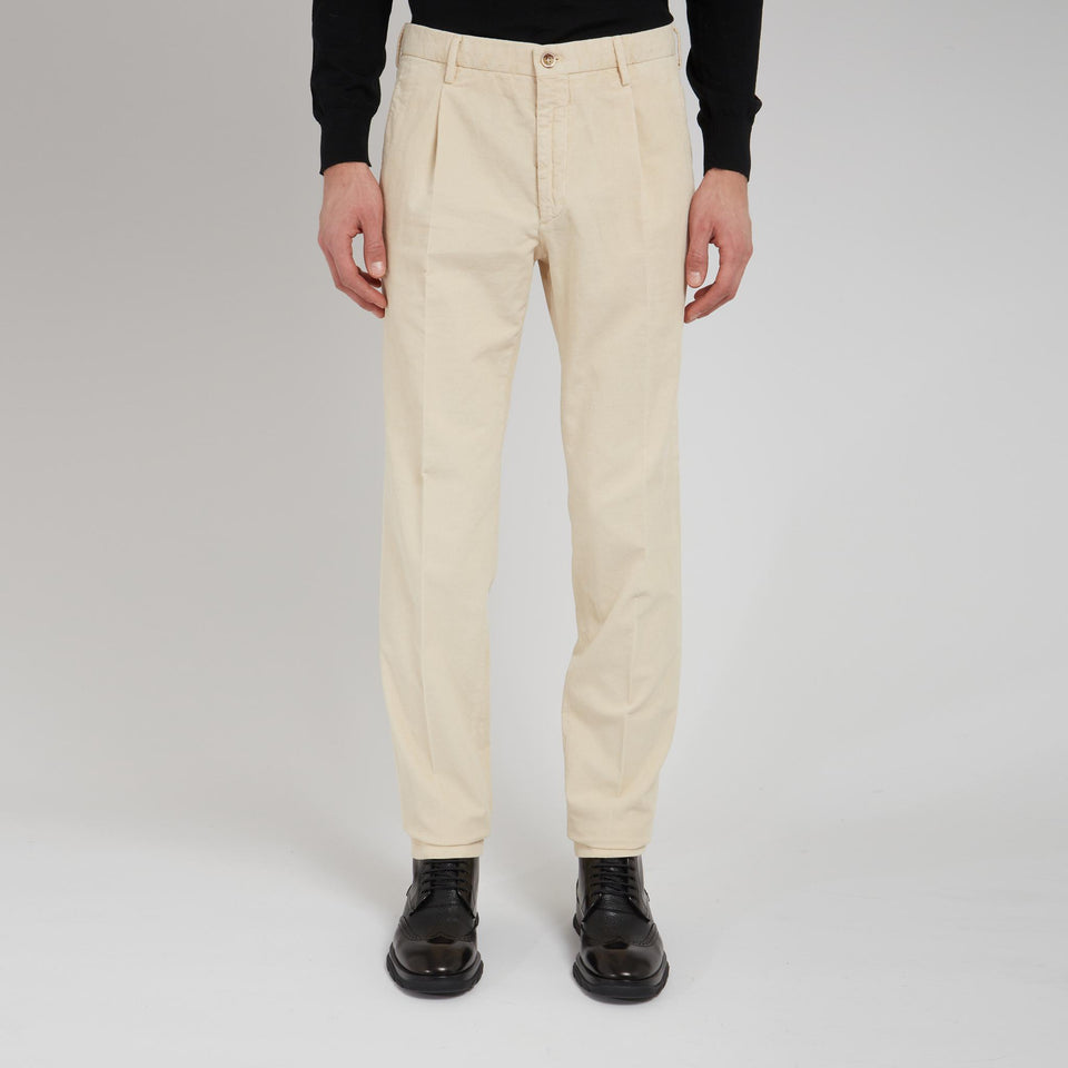 Pantalone a coste in velluto beige