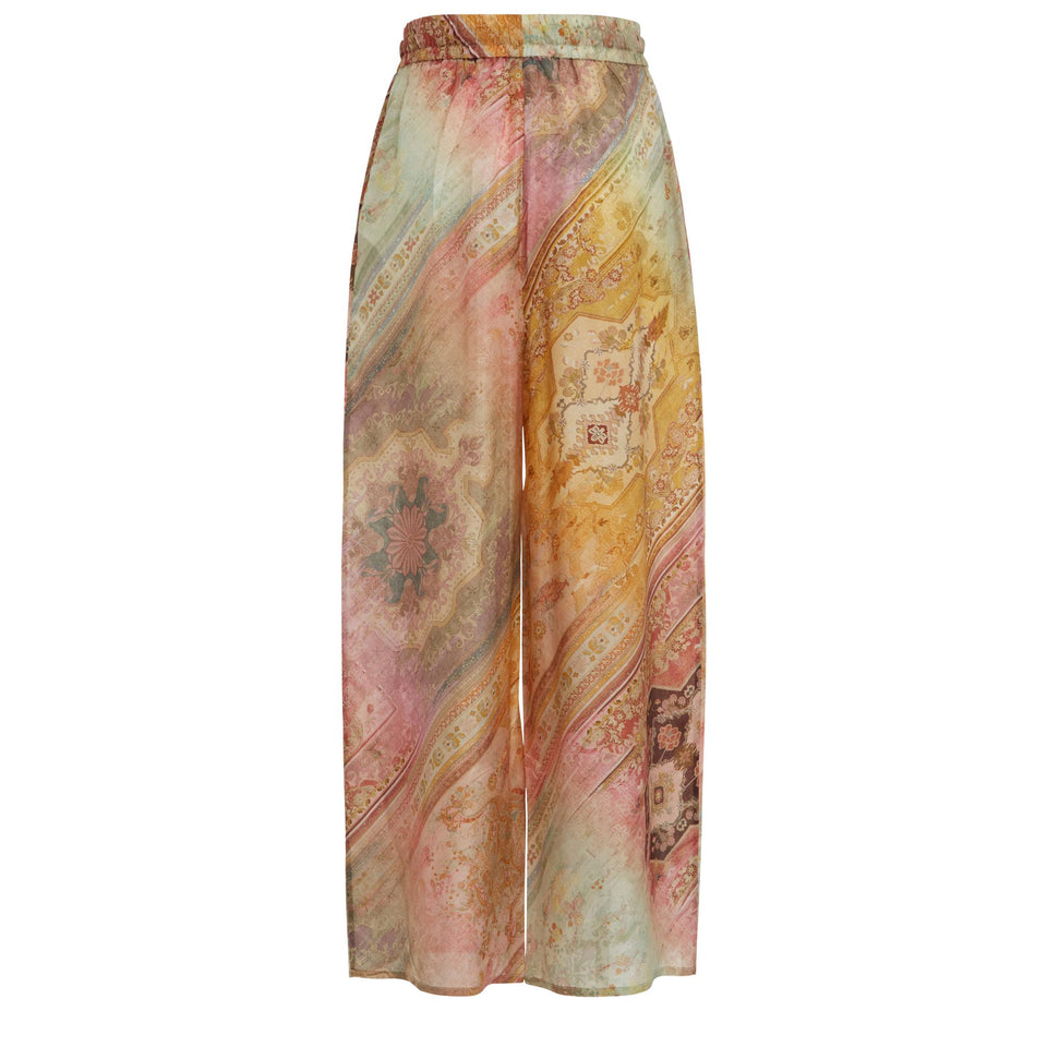"Tallow" trousers in multicolor silk