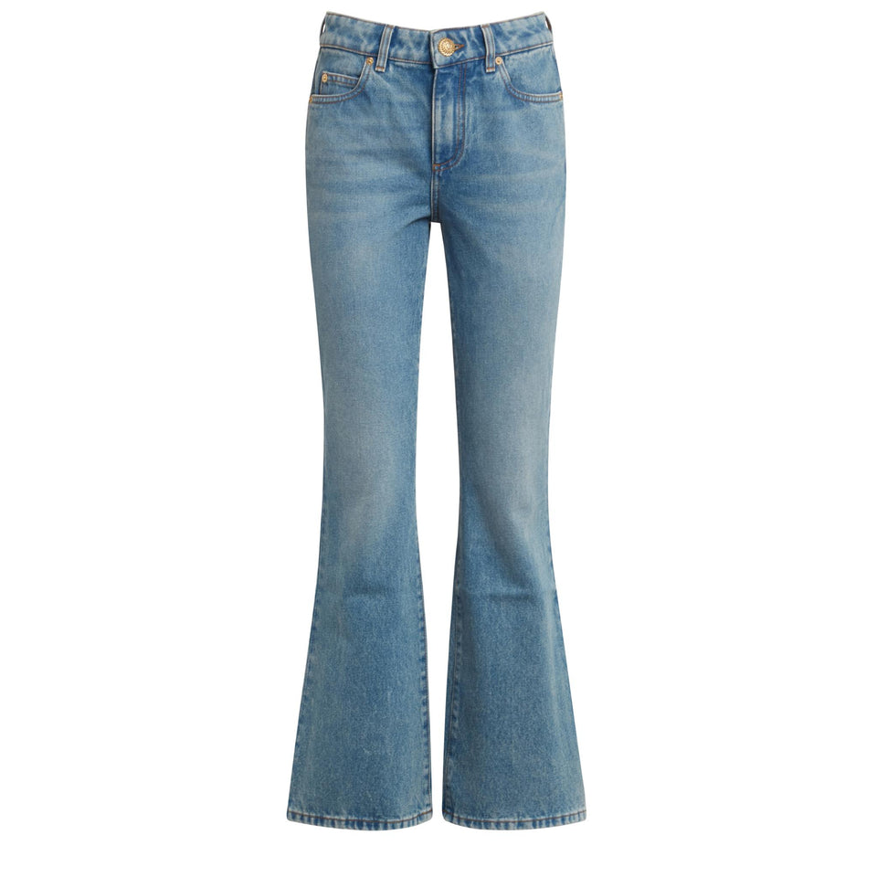 Jeans svasati in denim blu