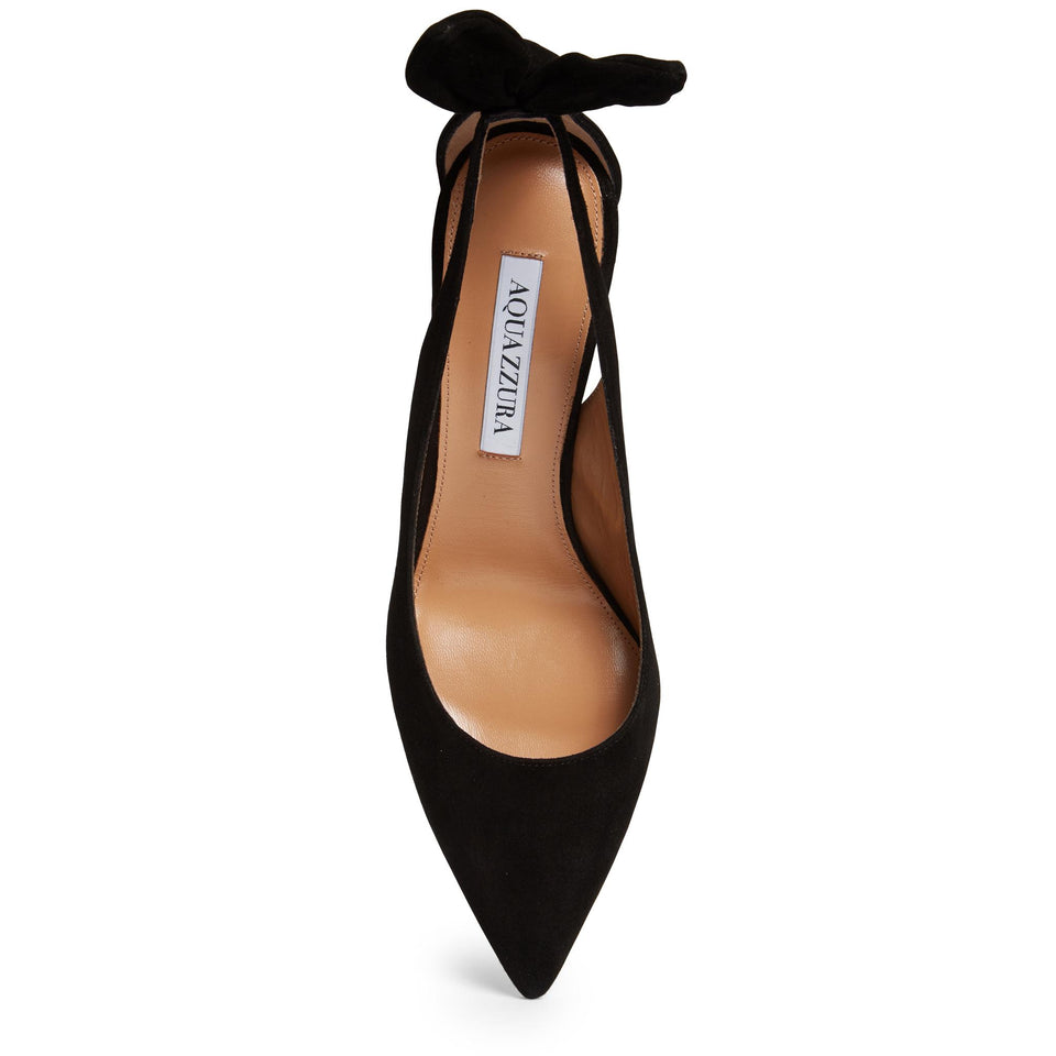 Decolletè ''Bow tie pump 85'' in suede nero DENMIDP0 SUE000 AQUAZZURA 