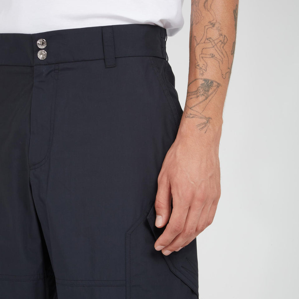 Pantalone con ricamo in cotone nero