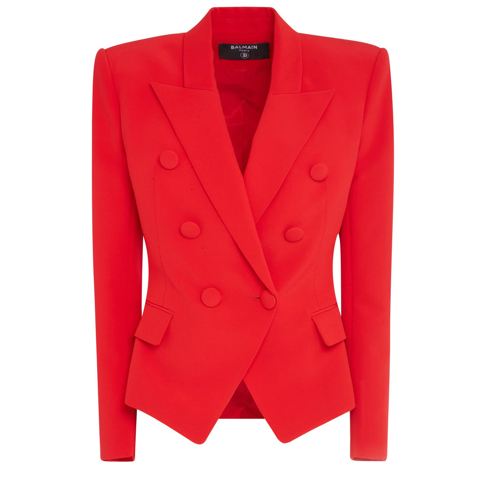 Red double-breasted fabric jacket