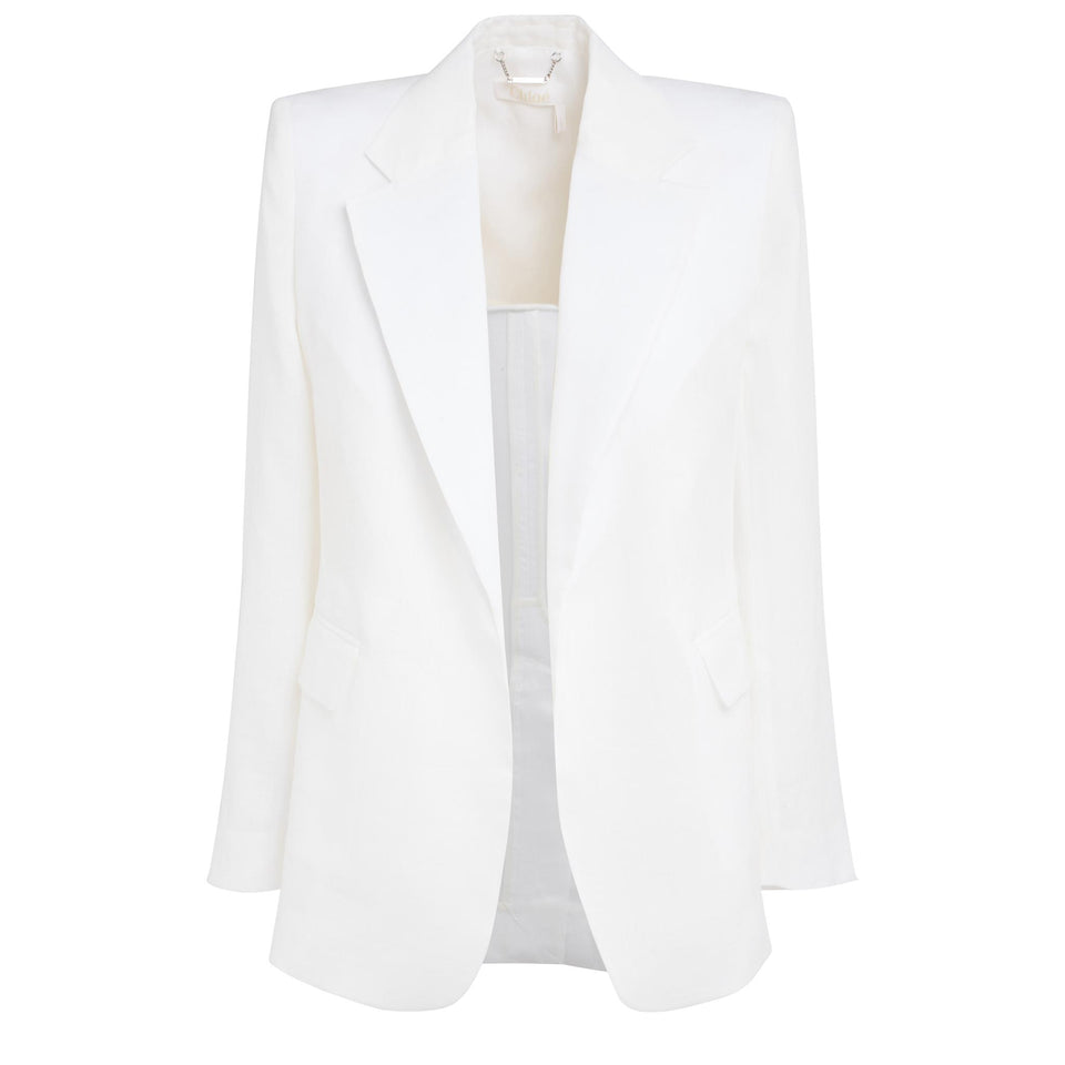 Giacca mono petto in tessuto bianca