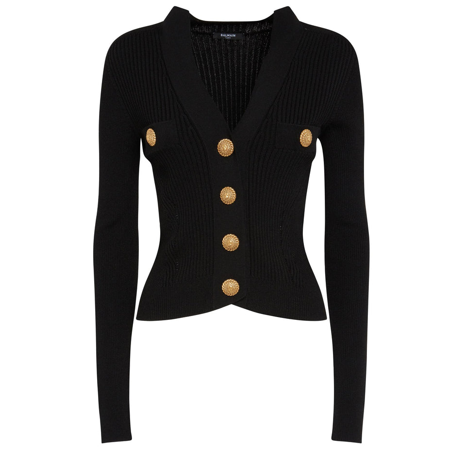 Cardigan crop in tessuto nero