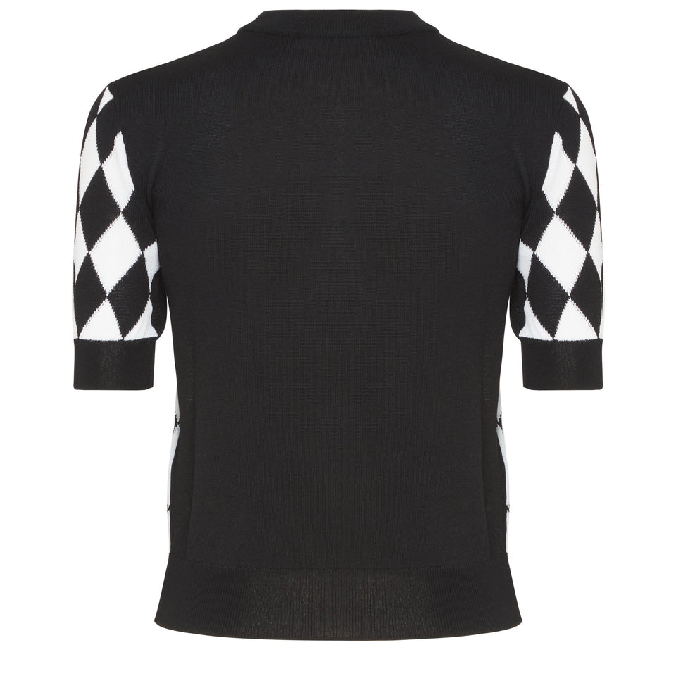 Maglia in tessuto bianca e nera