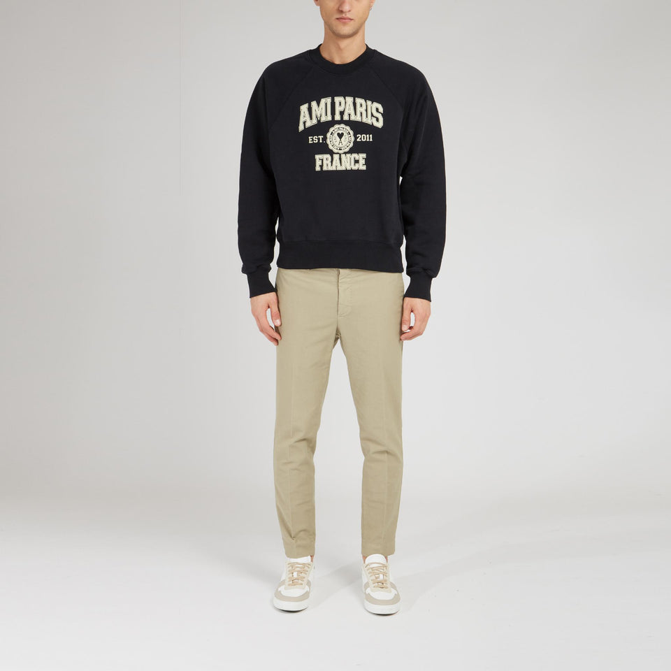 Felpa "Ami Paris FR" in cotone nera - GIO MORETTI