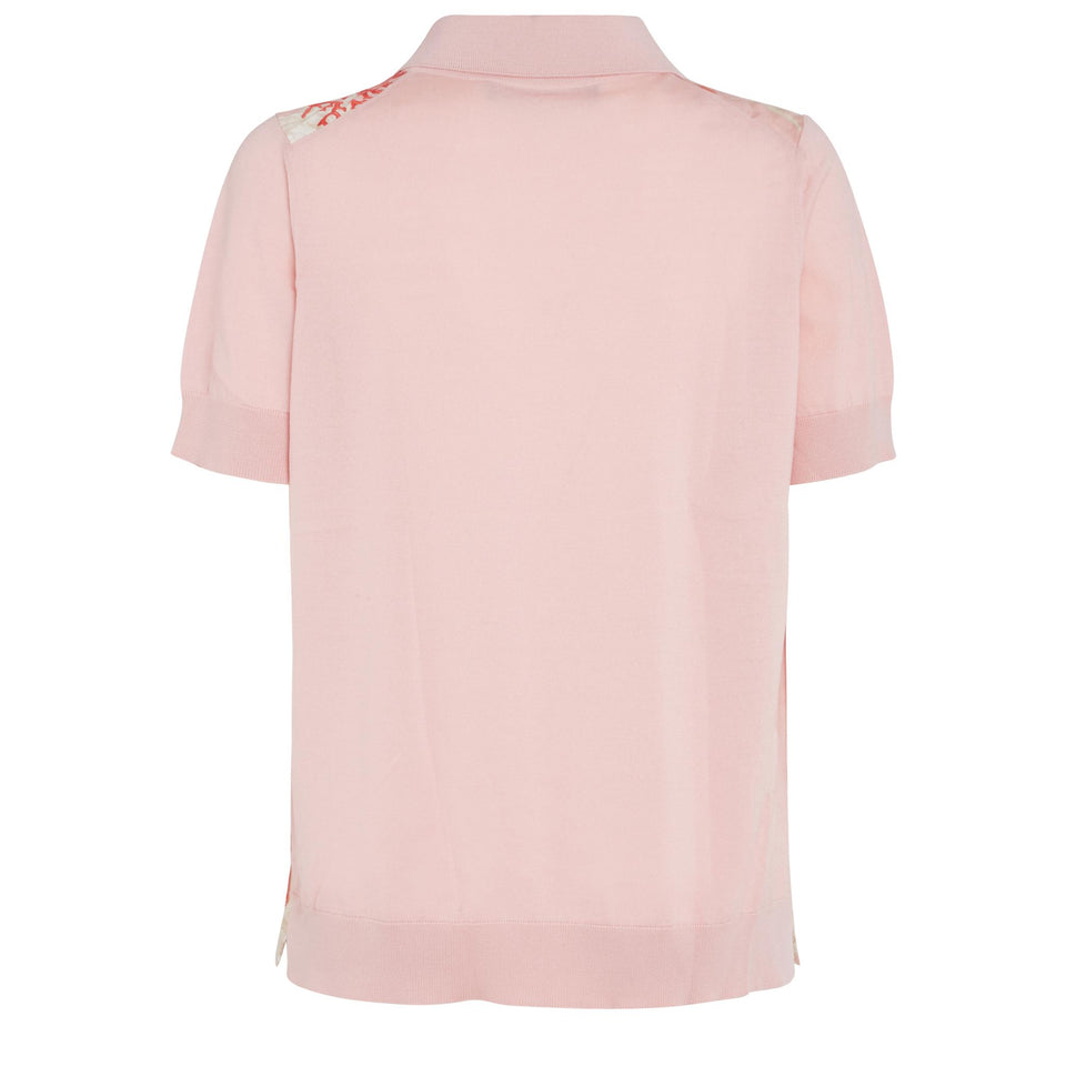 ''Barocco Sea'' Polo in Pink Wool