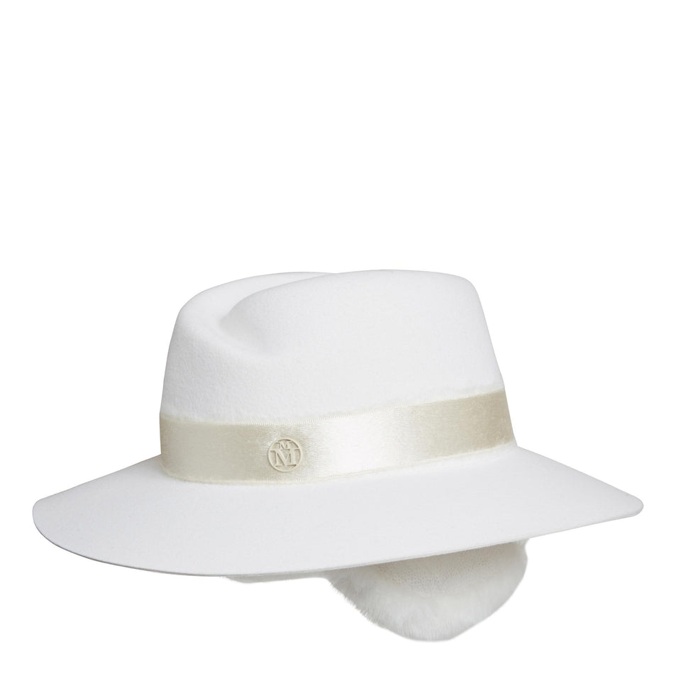 "Virginie Ears Earmuff" Hat in White Wool
