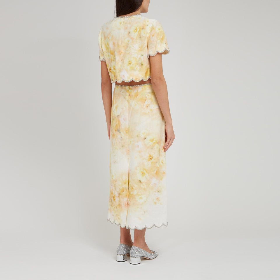 "Crush" crop top in yellow linen