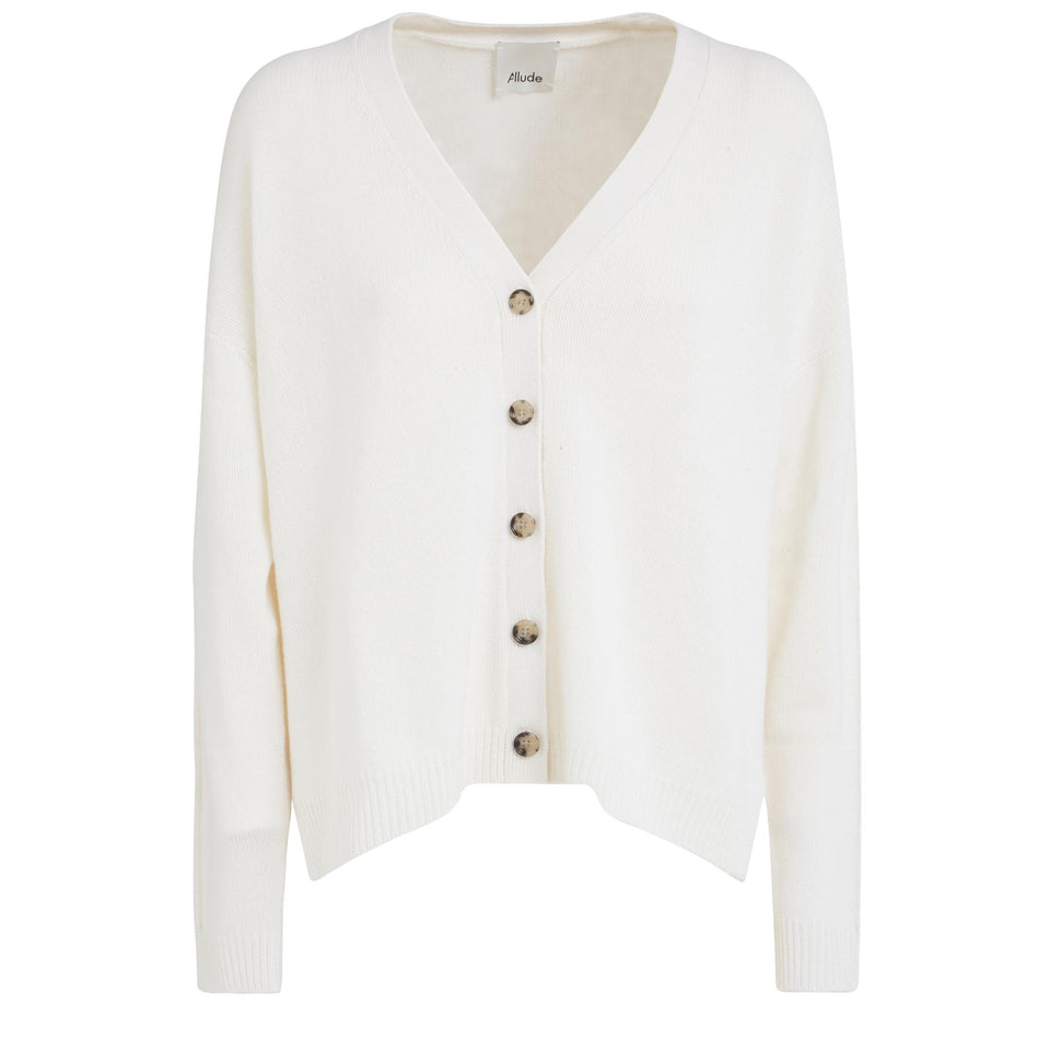 Cardigan in cashmere bianco