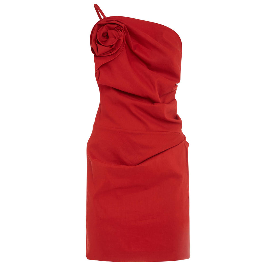 Red linen dress