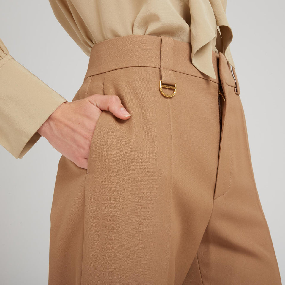 Pantalone svasato in lana marrone