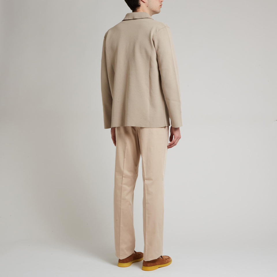 Beige cotton double breasted jacket