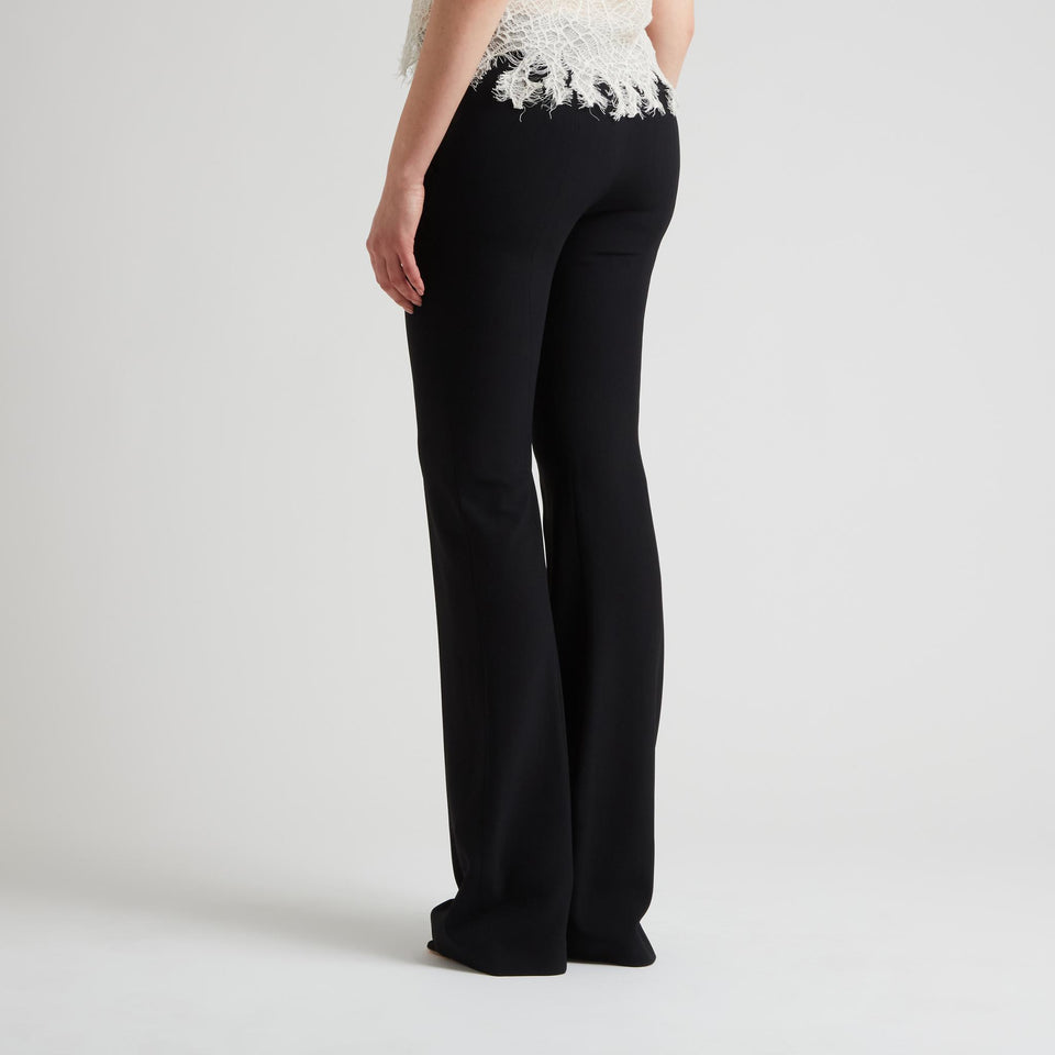 Black wool flared trousers