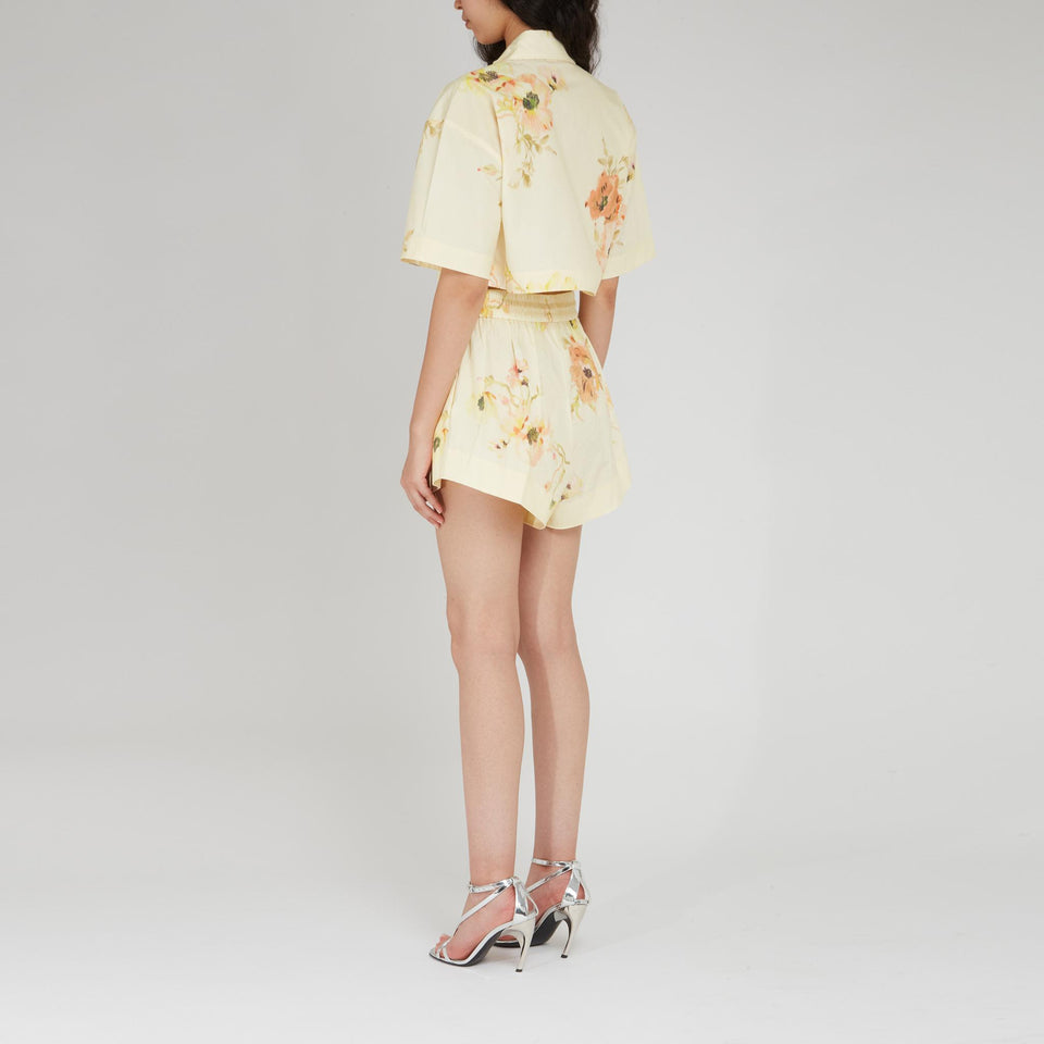 Camicia crop in cotone gialla