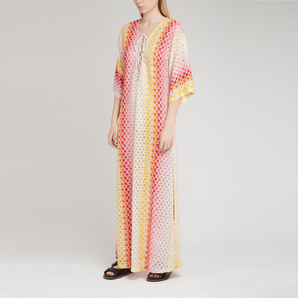 Maxi abito in tessuto multicolor