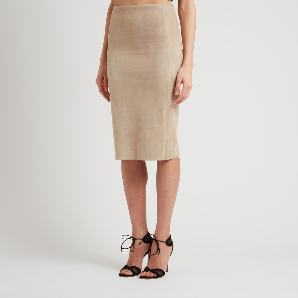 "Scarlett" beige leather skirt