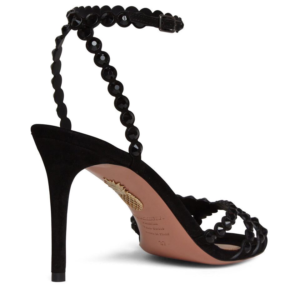 Sandali "Tequila" in suede neri TQLMIDS0 SUEBLACK/JET AQUAZZURA 