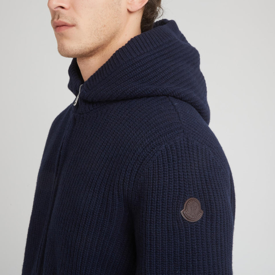 Double-face cardigan in blue fabric