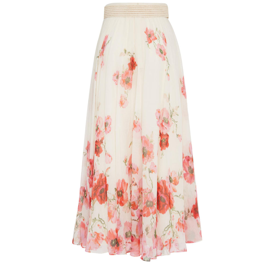 Multicolored cotton and silk long skirt