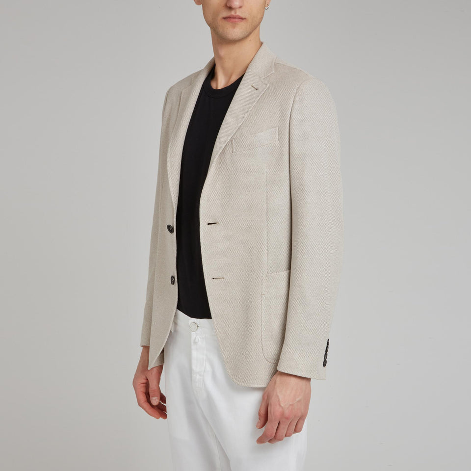 Single-breasted beige cotton blazer