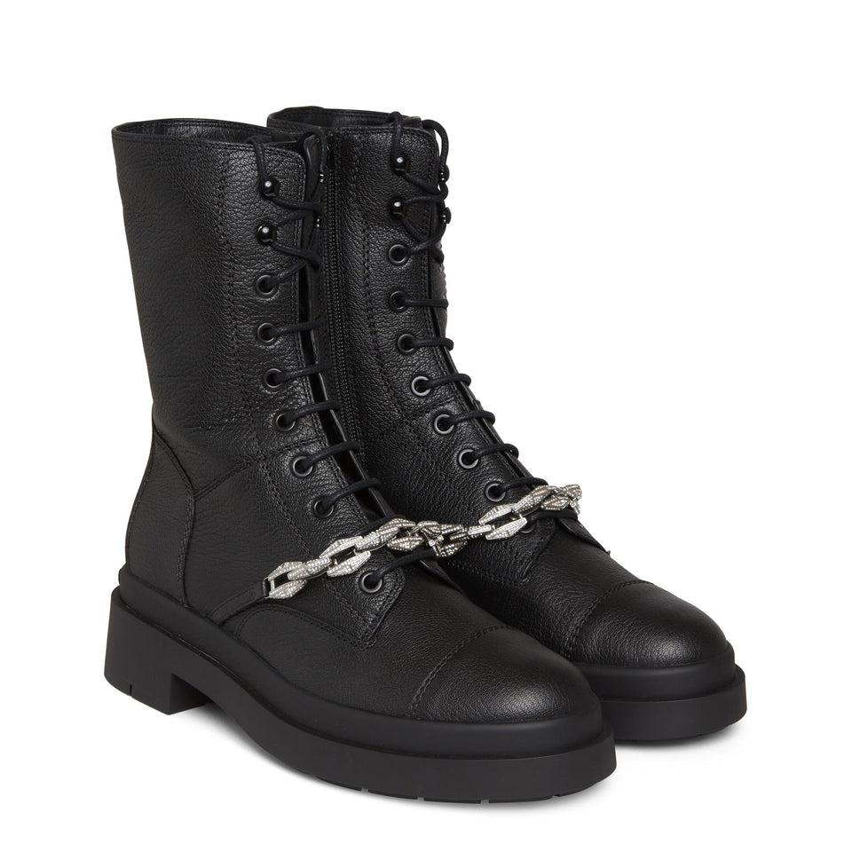 Stivaletto "Nari flat" in pelle nero NARI FLAT AUXBLACK/CRYSTAL JIMMY CHOO 