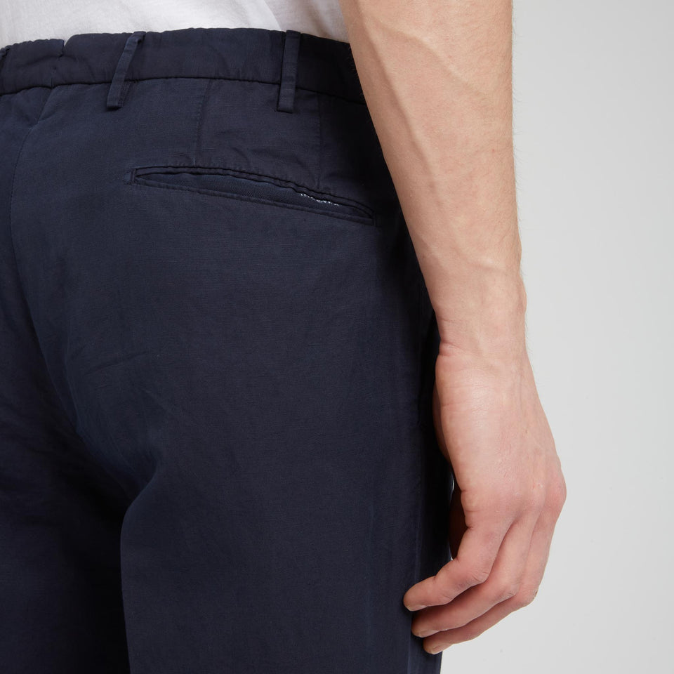 Pantalone in lino e cotone blu