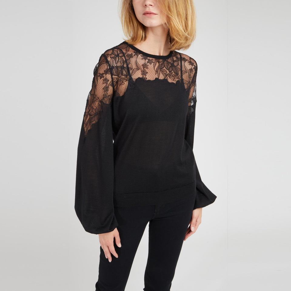 Black silk and cashmere sweater
