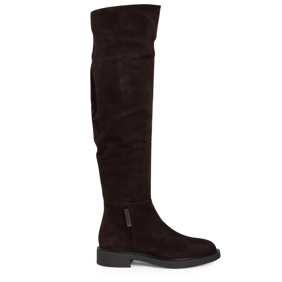 Stivale alto in suede marrone G80398 20GOM-C5LCMCM GIANVITO ROSSI 