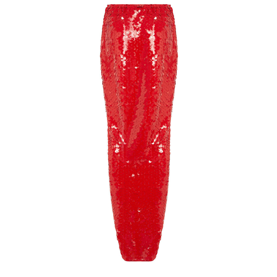 Gonna lunga in tessuto rossa