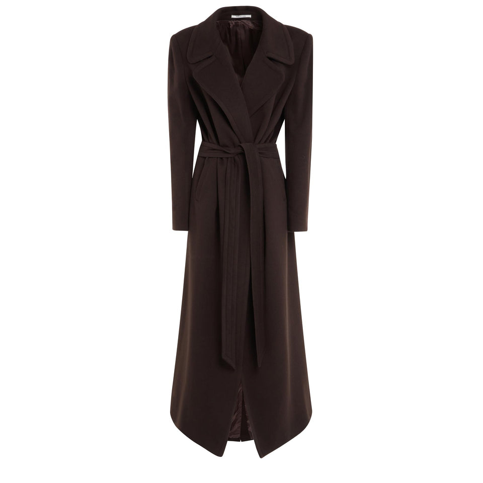 Cappotto doppio petto in lana marrone
