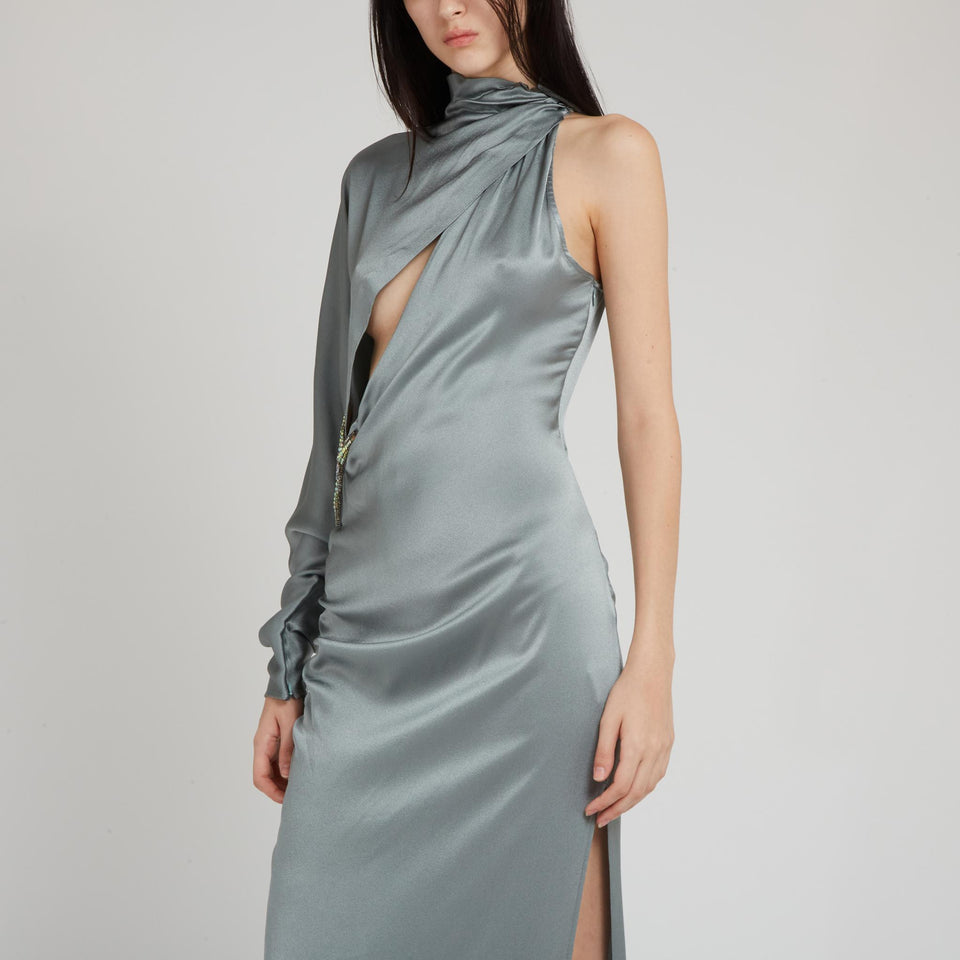 One shoulder dress in grey fabric