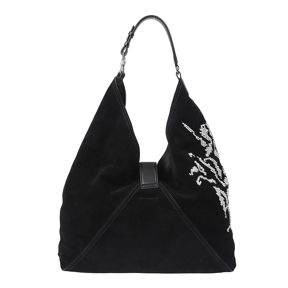 Borsa shopping in suede nera D473S705 RDIW95708 ERMANNO SCERVINO 