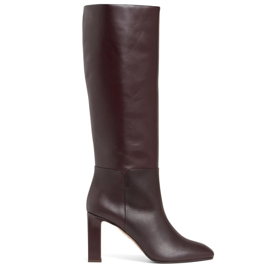 Stivale "Sellier" in pelle bordeaux SELMIDB0 CFIAUBERGINE AQUAZZURA 