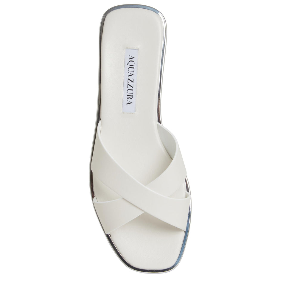 Sandali "Divine" in pelle bianchi DVEFLAS0 NAPFFF AQUAZZURA 