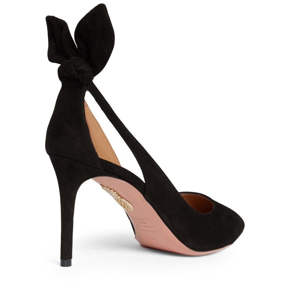 Decolletè ''Bow tie pump 85'' in suede nero DENMIDP0 SUE000 AQUAZZURA 