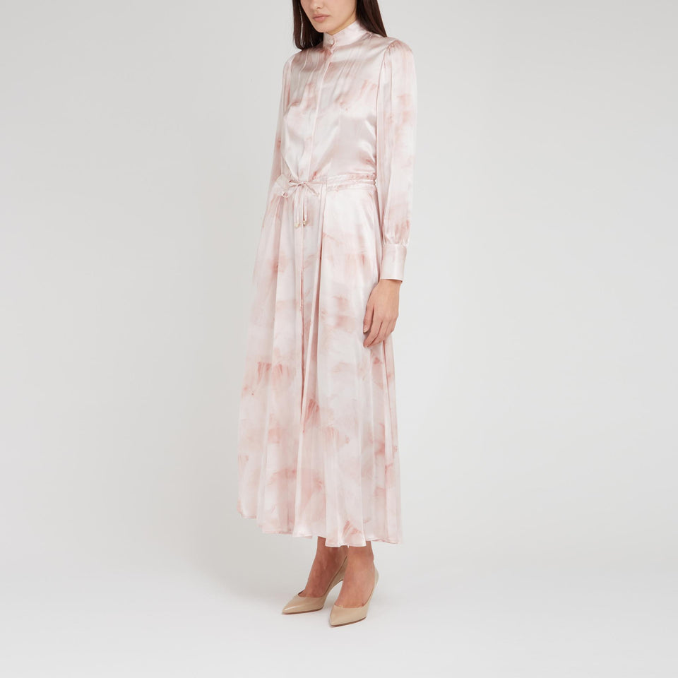 Long pink silk dress