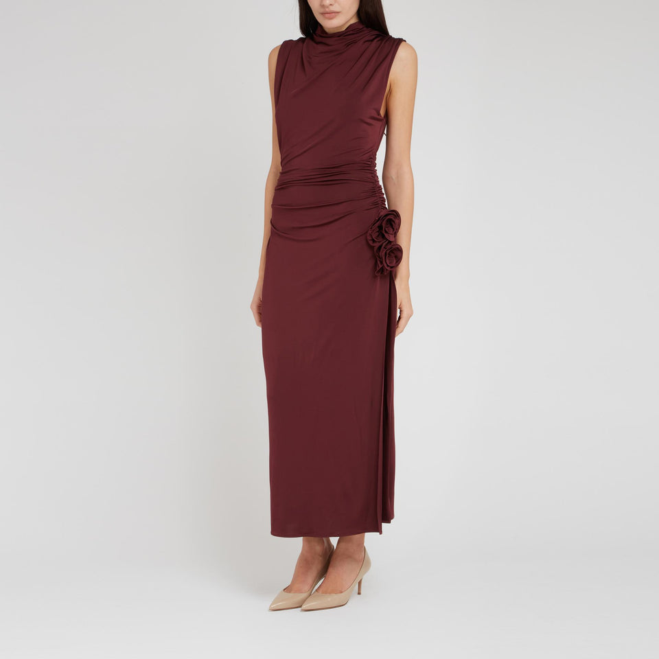 Abito lungo in tessuto bordeaux