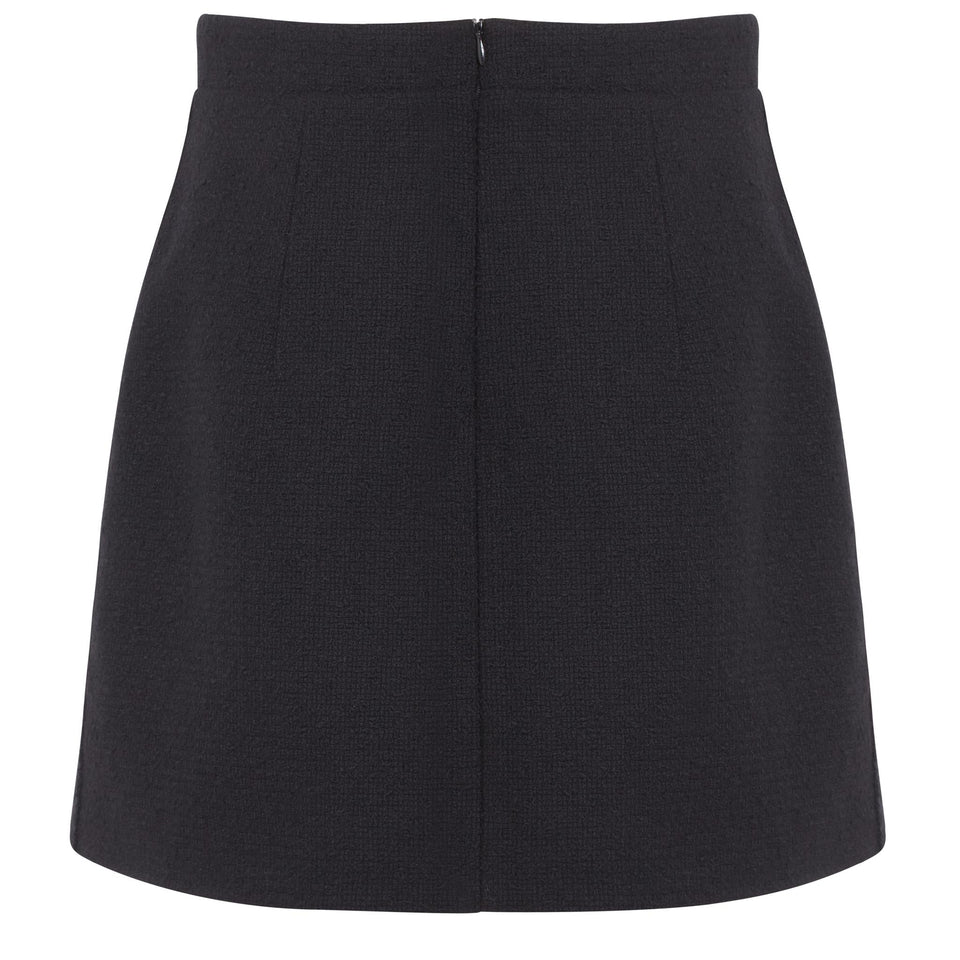 Mini gonna in lana nera