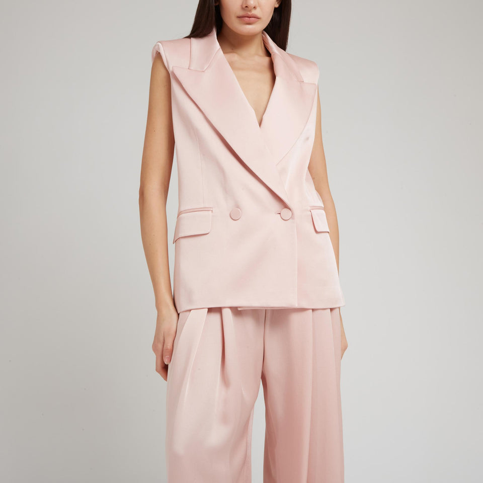 Double chest jacket in pink satin