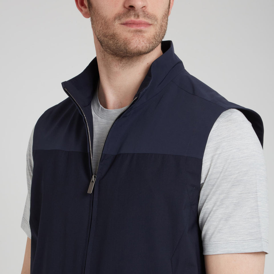 Gilet in lana e seta blu