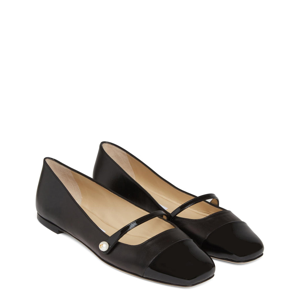 Ballerina "Elisa flat" in pelle nera ELISA FLAT PTZBLACK/BLACK JIMMY CHOO 