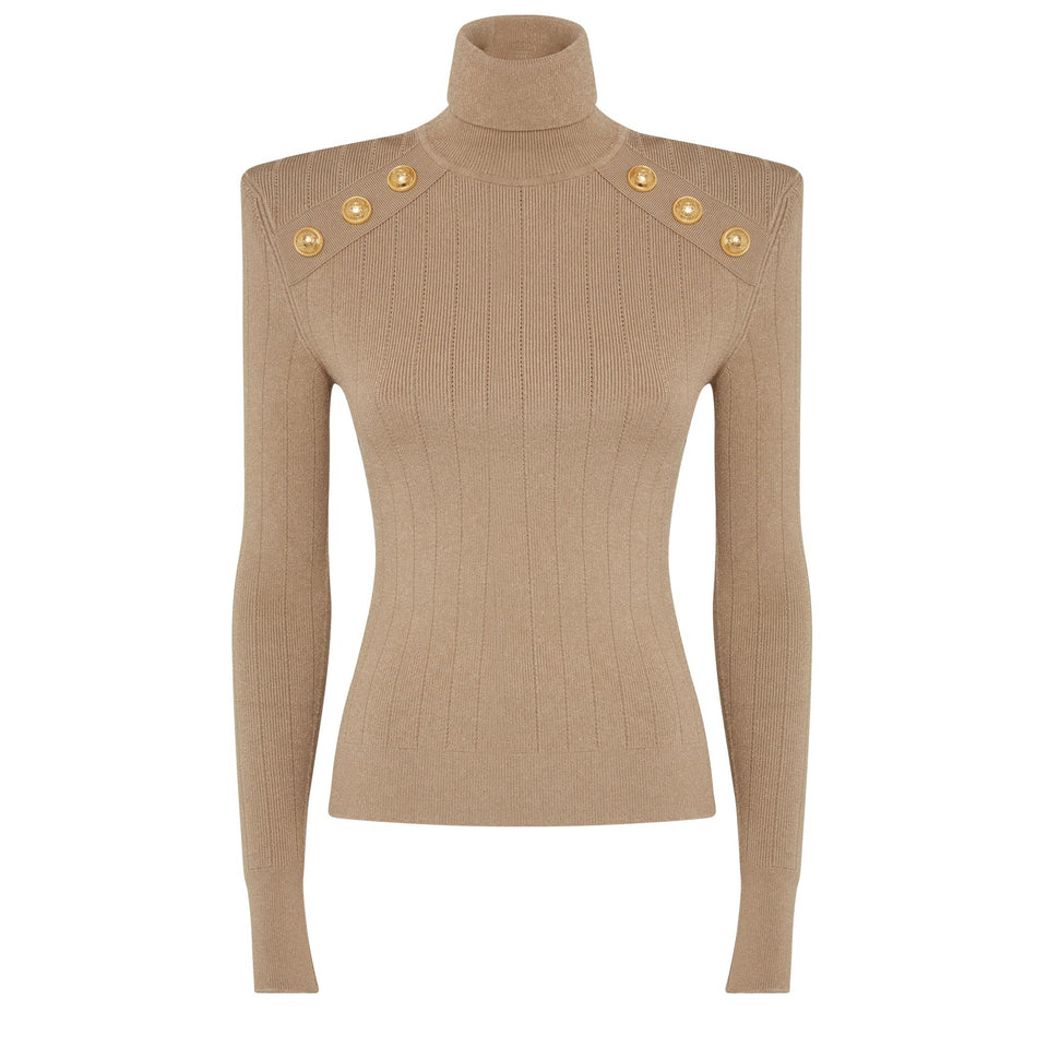 Maglia dolcevita in lana beige