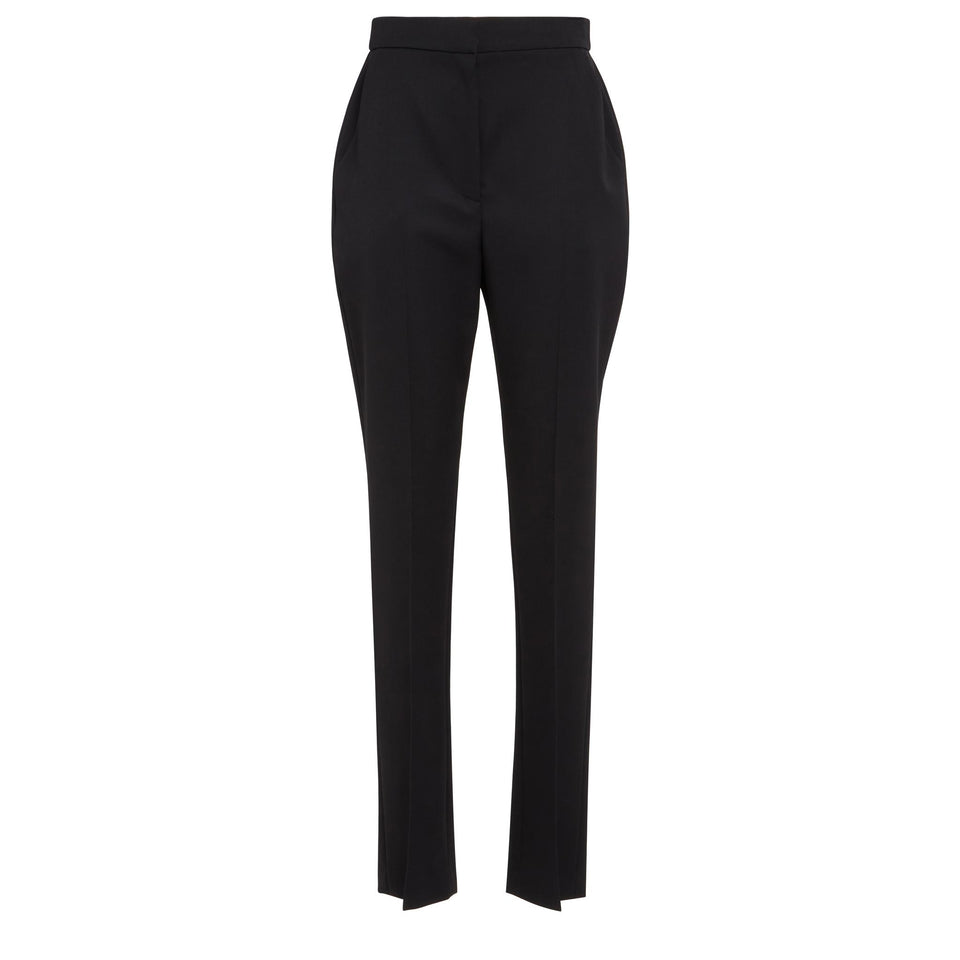 Pantalone a vita alta in lana nero