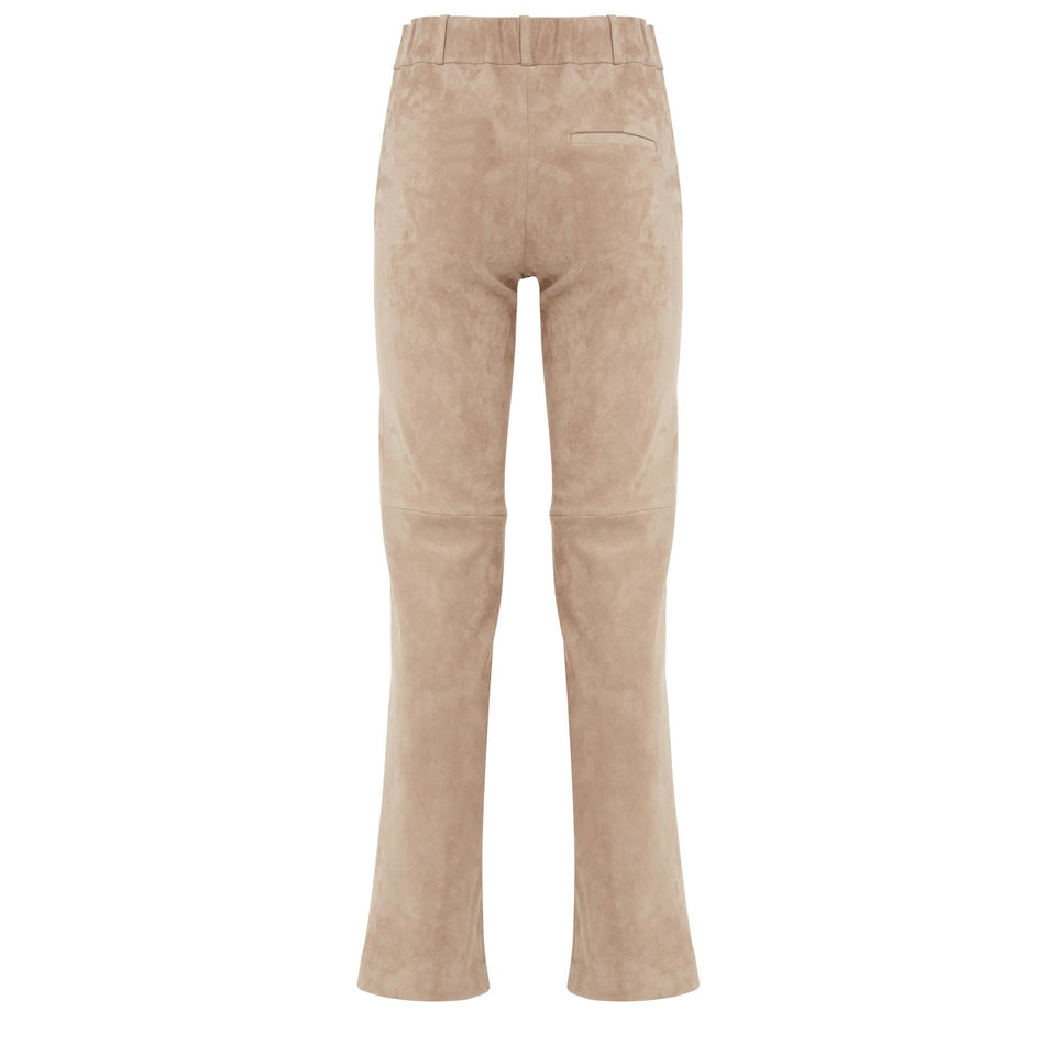 "Jenna" trousers in beige suede