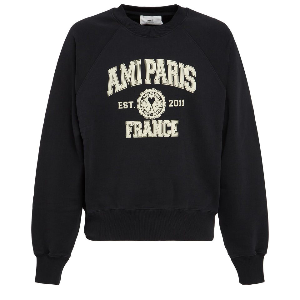 Felpa "Ami Paris FR" in cotone nera - GIO MORETTI
