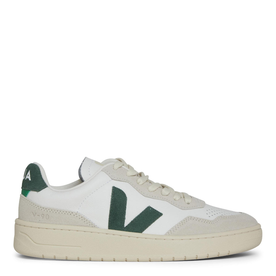 Sneakers ''V-90'' in pelle bianche e verdi VD2003384 WHGR VEJA 